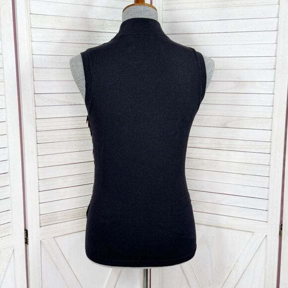 Peter Nygard Dangle Fish Scale Sequins Mock Neck Sleeveless Sweater Black PS - Picture 4 of 12